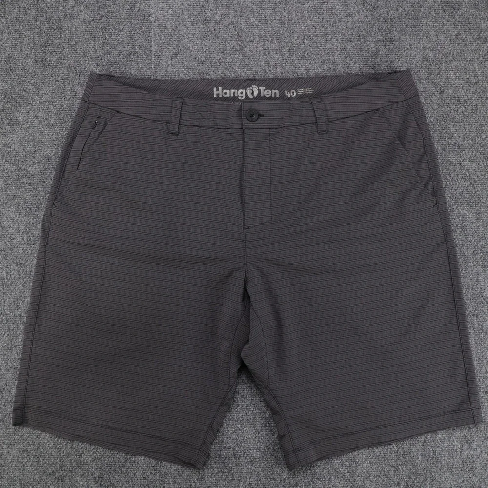 Hang Ten Mens Hybrid Shorts Gray Striped Stretch Board Shorts Size 40